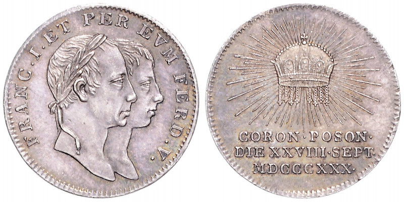 FERDINAND V / I (1835 - 1848)&nbsp;
Silver jeton Coronation of Ferdinand V/I as...