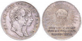FERDINAND V / I (1835 - 1848)&nbsp;
Silver jeton Coronation of Ferdinand V/I as Hungarian Monarch in Pressburg, 1830, 3,28g, 20 mm, Ag 900/1000, Haus...