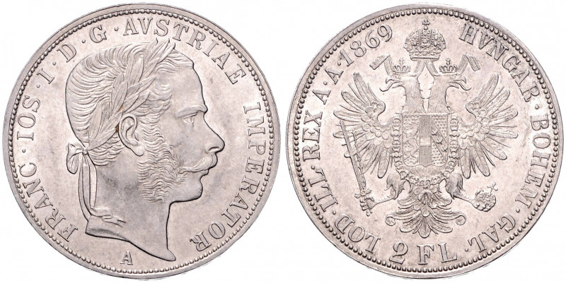 FRANTIŠEK JOSEF I (1848 - 1916)&nbsp;
2 Gulden, 1869, 24,65g, A. Früh 1367&nbsp...