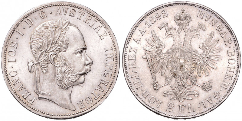 FRANTIŠEK JOSEF I (1848 - 1916)&nbsp;
2 Gulden, 1892, 24,75g, Früh 1391&nbsp;
...