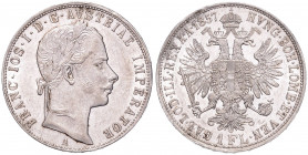 FRANTIŠEK JOSEF I (1848 - 1916)&nbsp;
1 Gulden, 1857, 12,38g, A. Früh 1442&nbsp;

EF | EF