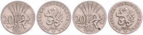 CZECHOSLOVAKIA&nbsp;
Lot 2 coins 20 Haleru 1925, 1929, 6,58g, MCH CSR1-009&nbsp;

VF | VF