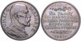 CZECHOSLOVAKIA&nbsp;
Silver medal To Commemorate 85th Birthday of President T. G. Masaryk, 1935, 78g, Kremnica. 60 mm, Ag 987/1000, O. Španiel, Nov 0...