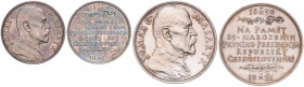 CZECHOSLOVAKIA&nbsp;
Lot 2 silver medals - To Commemorate 85th Birthday of President T. G. Masaryk, 1935, 44,9g, Kremnica. 42 mm, 32 mm, Ag 987/1000,...