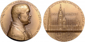 CZECHOSLOVAKIA&nbsp;
AE medal Kamil Hilbert, Architect and Builder, on the Occasion of Millennium of St. Wenceslaus, 1929, 134,7g, Kremnica. 70 mm, b...