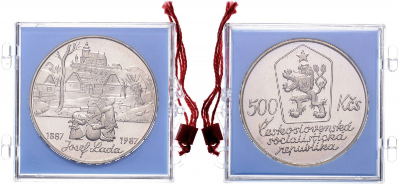 CZECHOSLOVAKIA&nbsp;
500 Kčs Josef Lada, 1987, 24g, Kremnica. MCH CSSRP-061&nbs...