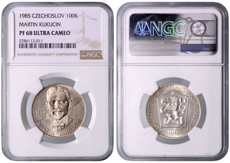 CZECHOSLOVAKIA&nbsp;
100 Kčs Martin Kukučin, 1985, Kremnica. MCH CSSRP-052&nbsp...