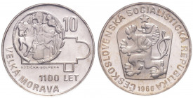 CZECHOSLOVAKIA&nbsp;
10 Kčs Great Moravia, 1966, 12g, Kremnica. MCH CSSRP-004&nbsp;

PROOF