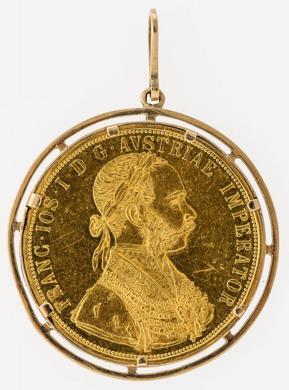 Österreich
4 Dukaten 1915, offizielle Nachprägung, gefasst. GG 986, ca. 13,9 g ...