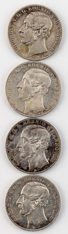 Hannover
4 x Vereinstaler (1863, 1864, 1865, 1866). Zw. 18,3 und 18,5 g. Gesamt...