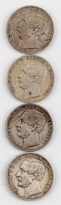 Hannover
4 x Vereinstaler (1860, 2 x 1861, 1866). Zw. 18,2 u. 18,4 g. Gesamtein...