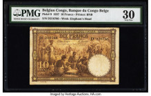 Belgian Congo Banque du Congo Belge 10 Francs 10.9.1937 Pick 9 PMG Very Fine 30. Stains are present on this example. 

HID09801242017

© 2022 Heritage...