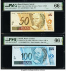 Brazil Banco Central Do Brasil 50; 100 Reais ND (1994) Pick 246g; 247a Two Examples PMG Gem Uncirculated 66 EPQ (2). 

HID09801242017

© 2022 Heritage...