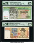 Cambodia Banque Nationale du Cambodge 500 Riels ND (1958-70) Pick 9c PMG Superb Gem Unc 67 EPQ; South Korea Bank of Korea 5000 Won ND (1983) Pick 48 P...