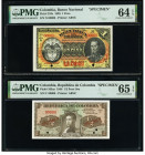 Colombia Banco Nacional de la Republica de Colombia 1 Peso; 1/2 Peso Oro 4.3.1895; 16.1.1948 Pick 234s; 345as Two Specimen PMG Choice Uncirculated 64 ...