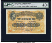 East Africa East African Currency Board 20 Shillings = 1 Pound 1.8.1942 Pick 30A PMG Extremely Fine 40 Net. Restoration is noted on this example. 

HI...