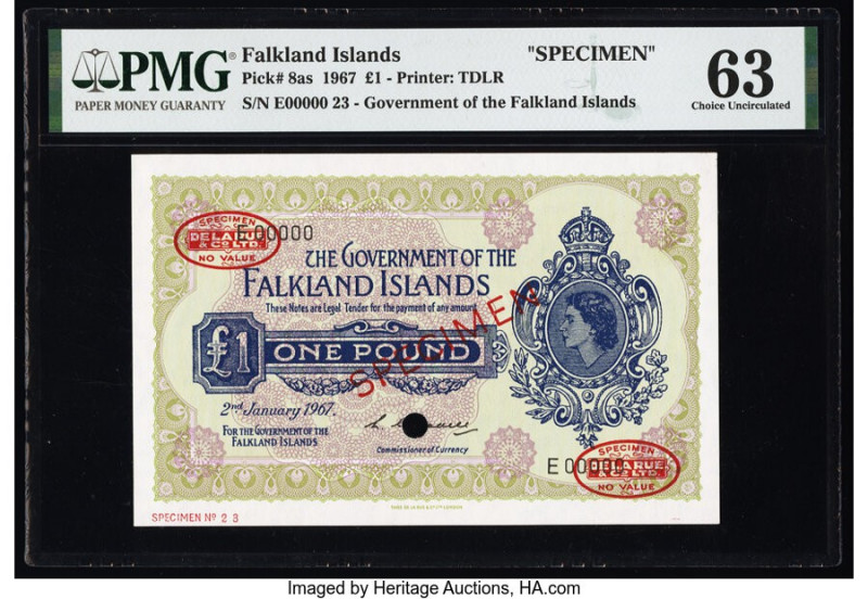 Falkland Islands Government of the Falkland Islands 1 Pound 2.1.1967 Pick 8as Sp...