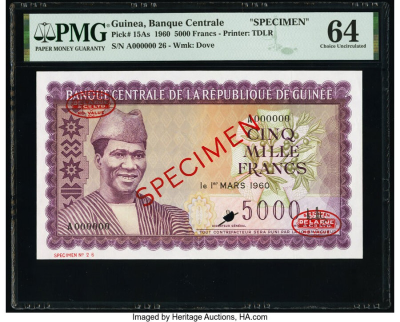 Guinea Banque Centrale de la Republique de Guinee 5000 Francs 1.3.1960 Pick 15As...