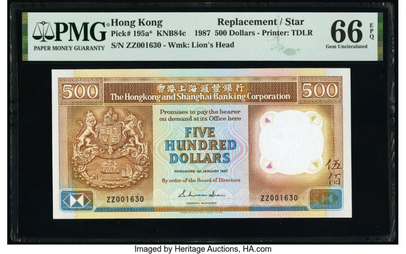 Hong Kong Hongkong & Shanghai Banking Corp. 500 Dollars 1.1.1987 Pick 195a* KNB8...