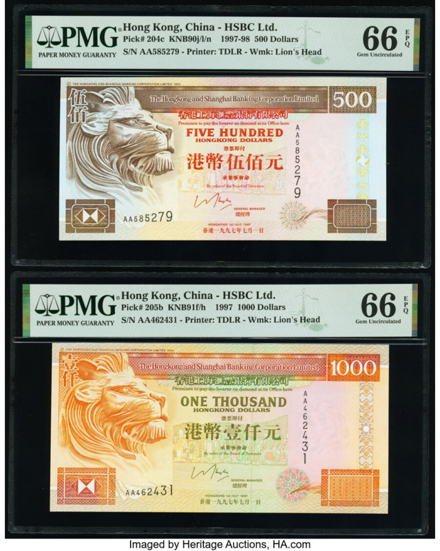 Hong Kong Hongkong & Shanghai Banking Corp. Ltd. 500; 1000 Dollars 1.7.1997 Pick...