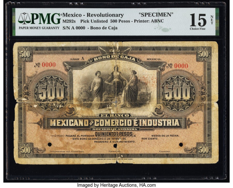 Mexico Revolutionary 500 Pesos ND Pick UNL PMG Choice Fine 15 Net. Three POCS an...