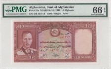 Afghanistan, 10 Afghanis, 1939, UNC, p23a
PMG 66 EPQ
Estimate: USD 150 - 300