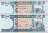 Afghanistan, 500 Afghanis, 2016, AUNC, p76d, (Total 2 consecutive banknotes)
Estimate: USD 20 - 40