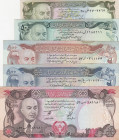 Afghanistan, 10-50-500-500-1.000 Afghanis, 1973/1977 , (Total 5 banknotes)
10-50-500 Afghanis, UNC-AUNC: 500-1.000 Afghanis, VF
Estimate: USD 25 - 5...