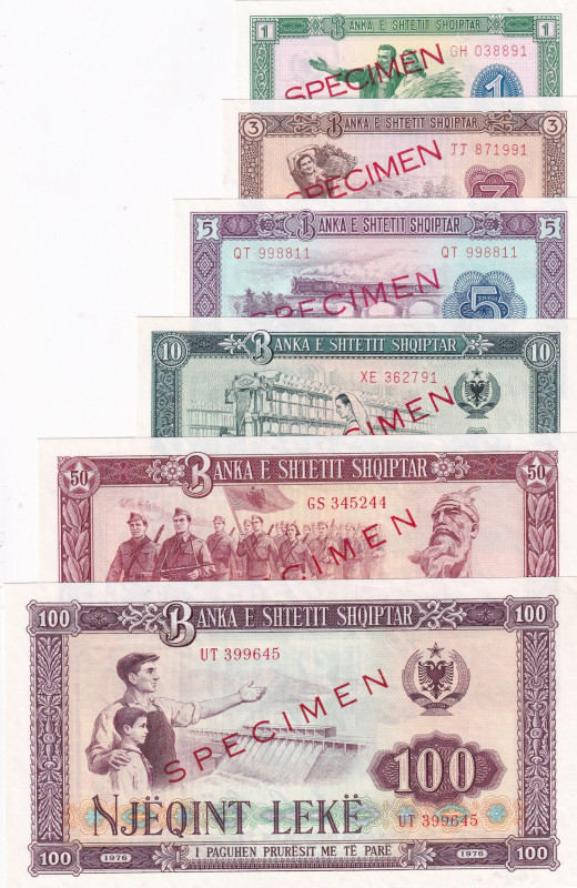 Albania, 1-3-5-10-50-100 Leke, 1976, UNC, SPECIMEN
(Total 6 banknotes)
Estimat...