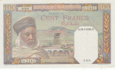 Algeria, 100 Francs, 1945, UNC, p85
Stained
Estimate: USD 100 - 200