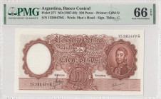 Argentina, 100 Pesos, 1967/1969, UNC, p277
PMG 66 EPQ, Banco Central
Estimate: USD 30 - 60