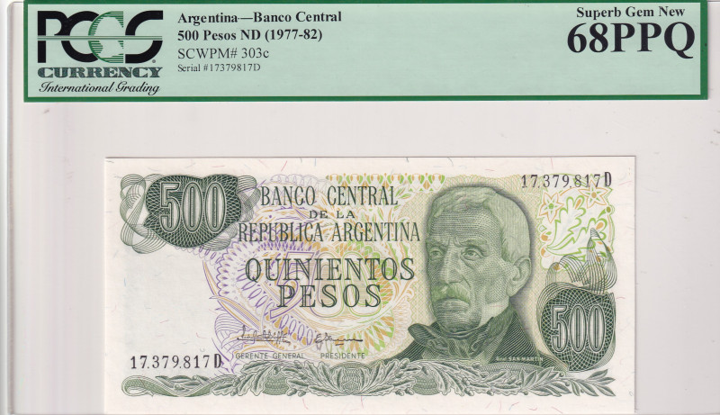 Argentina, 500 Pesos, 1977/1982, UNC, p303c
PCGS 68 PPQ, High Condition
Estima...