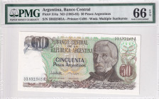 Argentina, 50 Pesos Argentinos, 1983/1985, UNC, p314a
PMG 66 EPQ
Estimate: USD 25 - 50