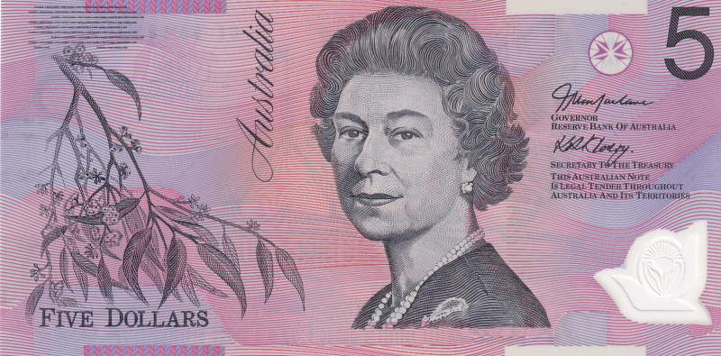Australia, 5 Dollars, 2005, UNC, p57c
Queen Elizabeth II portrait, Polymer bank...