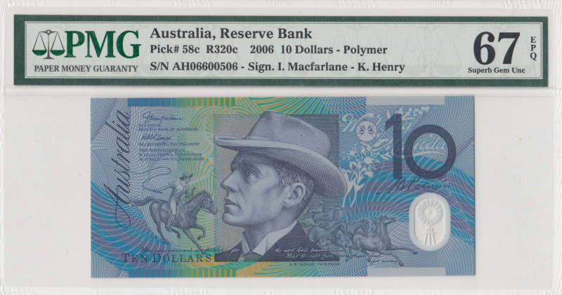 Australia, 10 Dollars, 2006, UNC, p58c
PMG 67 EPQ, High condition , Reserve Ban...