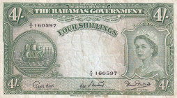 Bahamas, 4 Shillings, 1953, VF, p13b
Queen Elizabeth II. Potrait
Estimate: USD 50 - 100