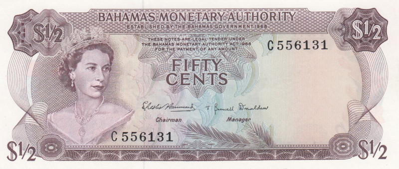 Bahamas, 1/2 Cent, 1968, UNC, p26a
Queen Elizabeth II. Potrait
Estimate: USD 5...