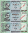 Bangladesh, 500 Taka, 2014, UNC, p58s, SPECIMEN
(Total 3 banknotes)
Estimate: USD 20 - 40
