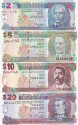 Barbados, 2-5-10-20 Dollars, 2000/2007, p60; p67; p68; p69, (Total 4 banknotes)
2 Dollars, AUNC; 5-10-20 Dollars, UNC
Estimate: USD 30 - 60