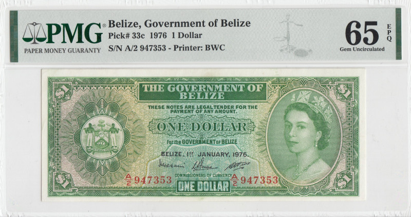 Belize, 1 Dollar, 1976, UNC, p33c
PMG 65 EPQ, Queen Elizabeth II. Potrait
Esti...