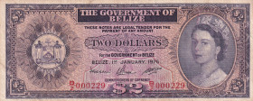 Belize, 2 Dollars, 1976, VF, p34c
There are pinholes, Queen Elizabeth II. Potrait
Estimate: USD 30 - 60