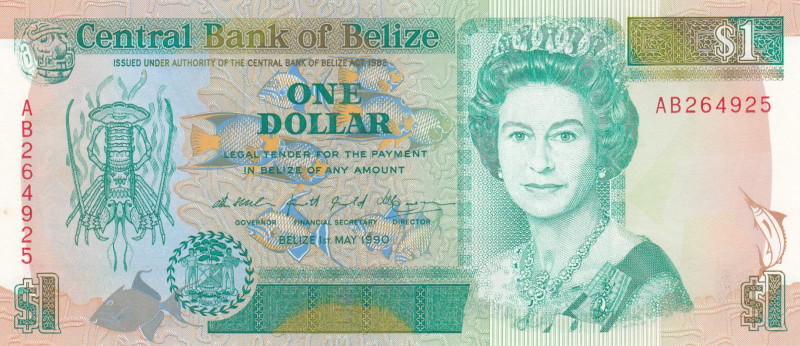 Belize, 1 Dollar, 1990, UNC, p51
Queen Elizabeth II. Potrait, Waves
Estimate: ...