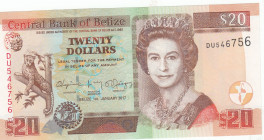 Belize, 20 Dollars, 2017, UNC, p69f
Queen Elizabeth II. Potrait, Central Bank of Belize 
Estimate: USD 20 - 40