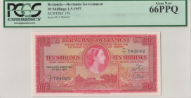 Bermuda, 10 Shillings, 1957, UNC, p19b
PCGS 66 PPQ, Bermuda Government, Bermuda Government
Estimate: USD 300 - 600