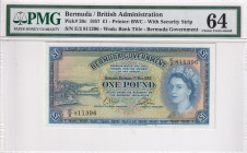 Bermuda, 1 Pound, 1957, UNC, p20c
PMG 64, Queen Elizabeth II. Potrait
Estimate: USD 250 - 500