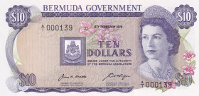 Bermuda, 10 Dollars, 1970, UNC, p25
Queen Elizabeth II. Potrait, Low Serial Number
Estimate: USD 450 - 900