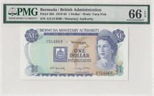 Bermuda, 1 Dollar, 1978/1984, UNC, p28b
PMG 66 EPQ, Queen Elizabeth II. Potrait, British Administration
Estimate: USD 40 - 80