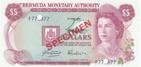 Bermuda, 5 Dollars, 1978, UNC, p29as, SPECIMEN
Queen Elizabeth II. Potrait, Bermuda Monetary Authorıty
Estimate: USD 30 - 60