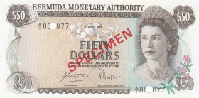 Bermuda, 50 Dollars, 1978, UNC, p32bs, SPECIMEN
Queen Elizabeth II. Potrait, Bermuda Monetary Authorıty
Estimate: USD 60 - 120