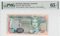 Bermuda, 20 Dollars, 2000, UNC, p53a
PMG 65 EPQ, Queen Elizabeth II. Potrait
Estimate: USD 100 - 200